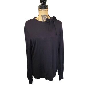 XL Adrianna Papell Bow Neck Black Pullover Sweater
